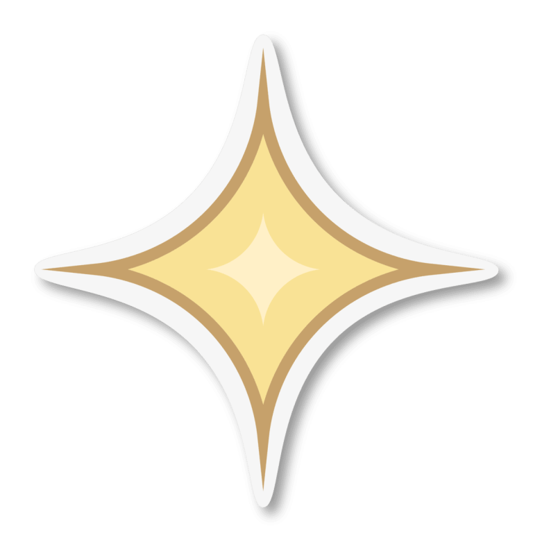 Un sticker en forme d'étoile à 4 branches.