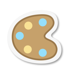 Un sticker représentant une palette de peinture.
